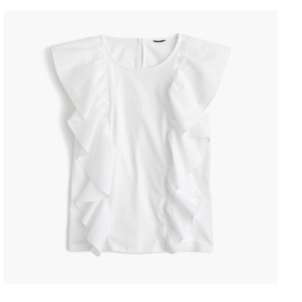 J. Crew white sleeveless ruffle top